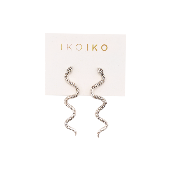 Iko Iko Studs Long Snakes Silver