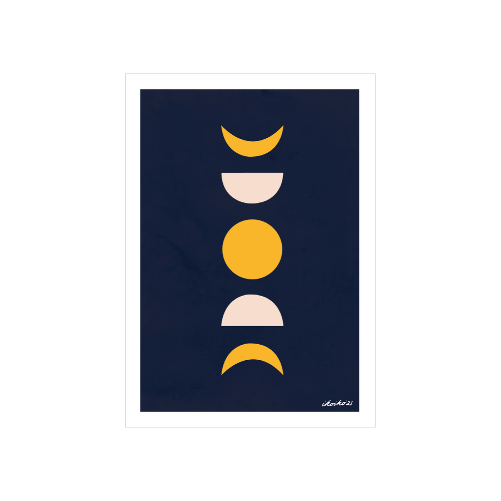 Iko Iko A4 Art Print Talula Moon Forms Phases Vertical