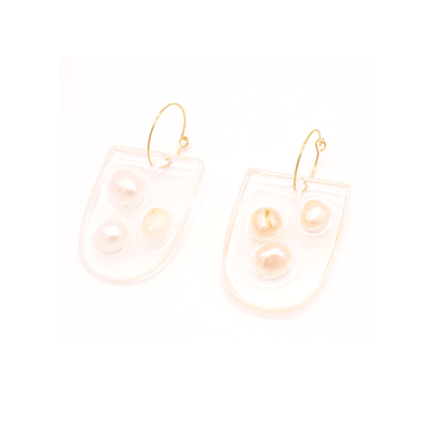 Penny Foggo Handmade Earrings Half Oval Pearl