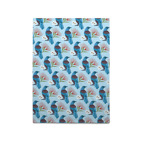 New Zealand Tea Towel  Tūī Pattern Blue