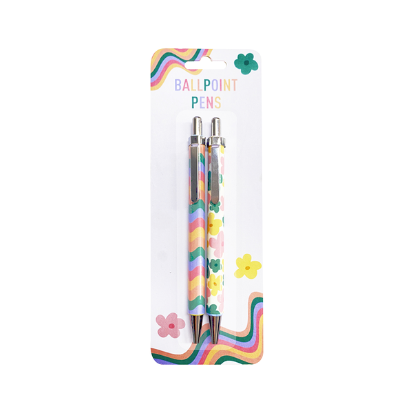 Ballpoint Pens Rainbow Flowers Pack of 2