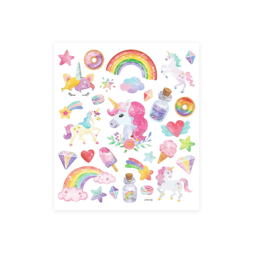 Glitter Rainbow Unicorn Stickers
