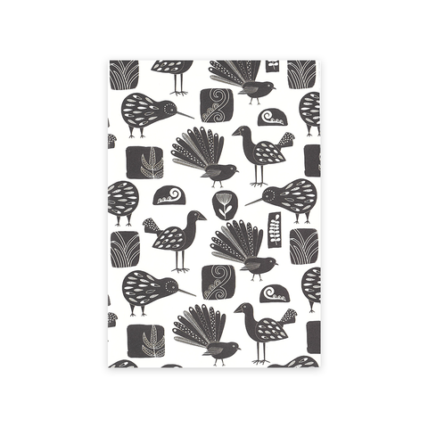 Aotearoa A5 Notebook Birds Black and White