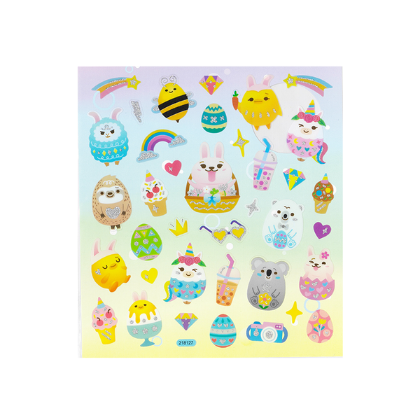 Glittery Animals and Eggs Stickers