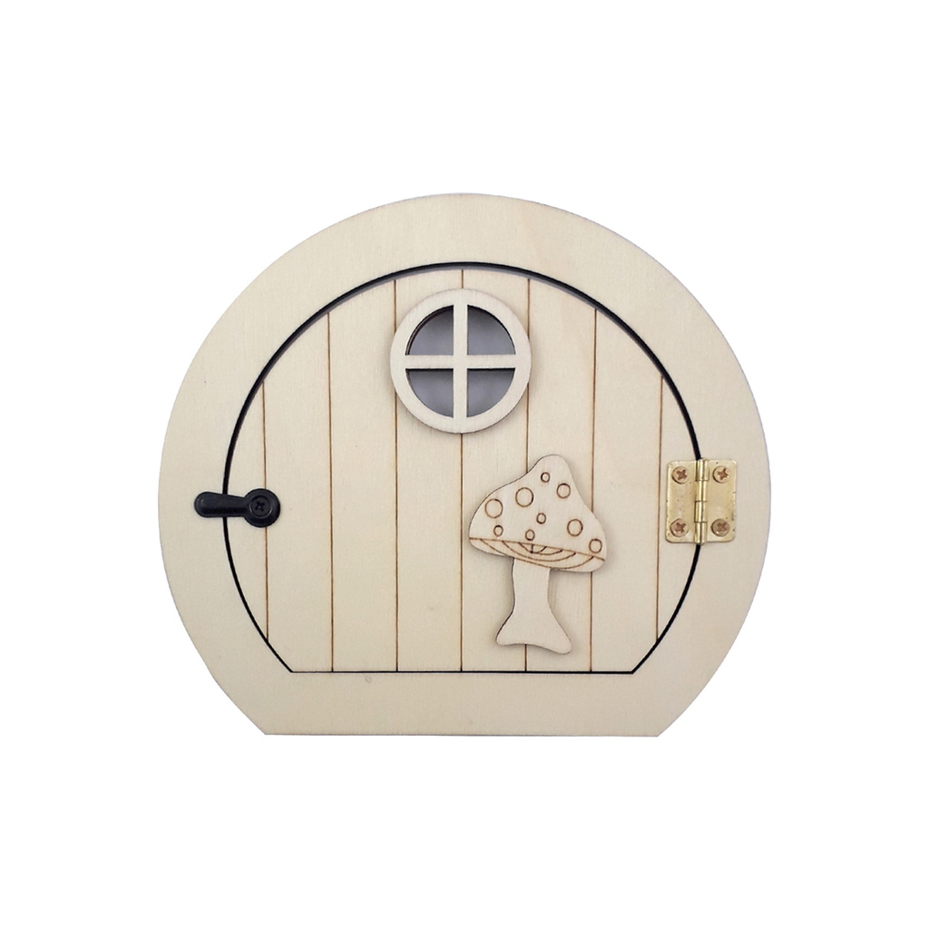 Wooden Fairy Door with Mushroom