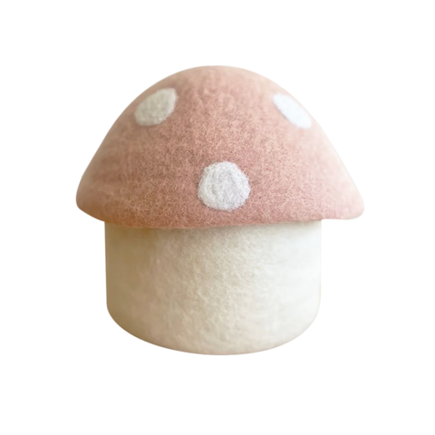 Felt Toadstool Basket with Lid Large Blush