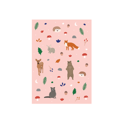 Iko Iko Animal Pattern Card Woodland Pink