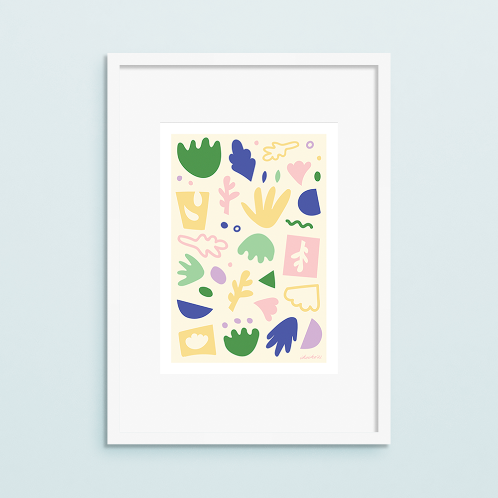 Iko Iko A4 Art Print Abstract Leaf Yellow and Green