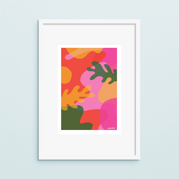 Iko Iko A4 Art Print Abstract Reef Green and Pink