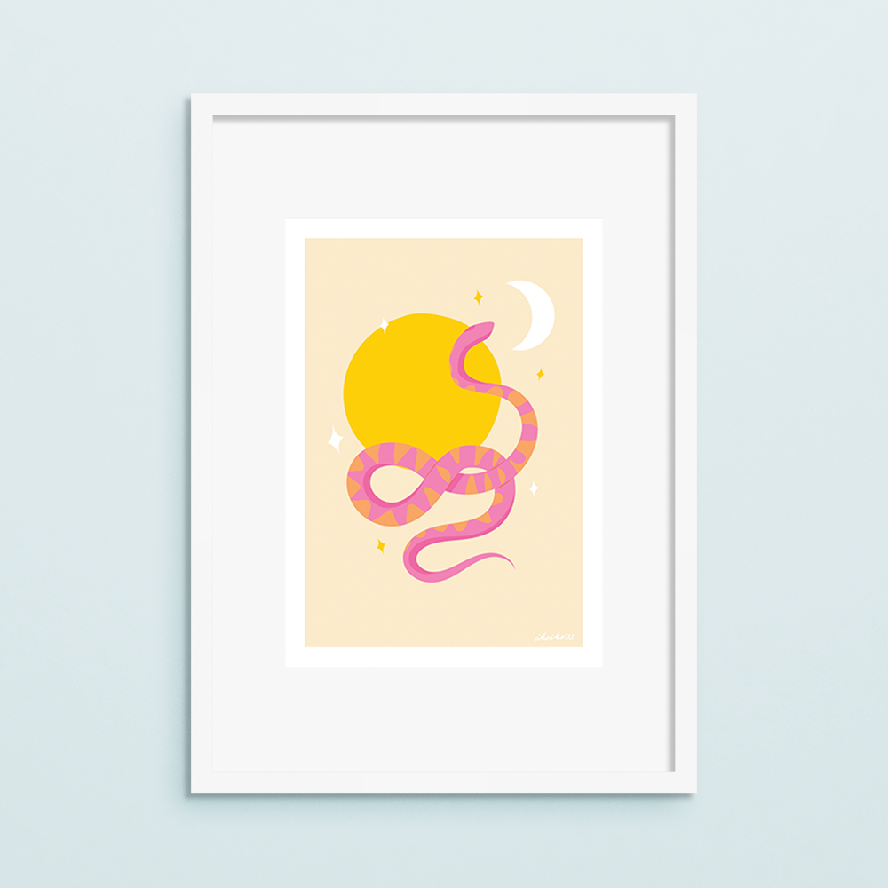Iko Iko A4 Art Print Solstice Snake Pink