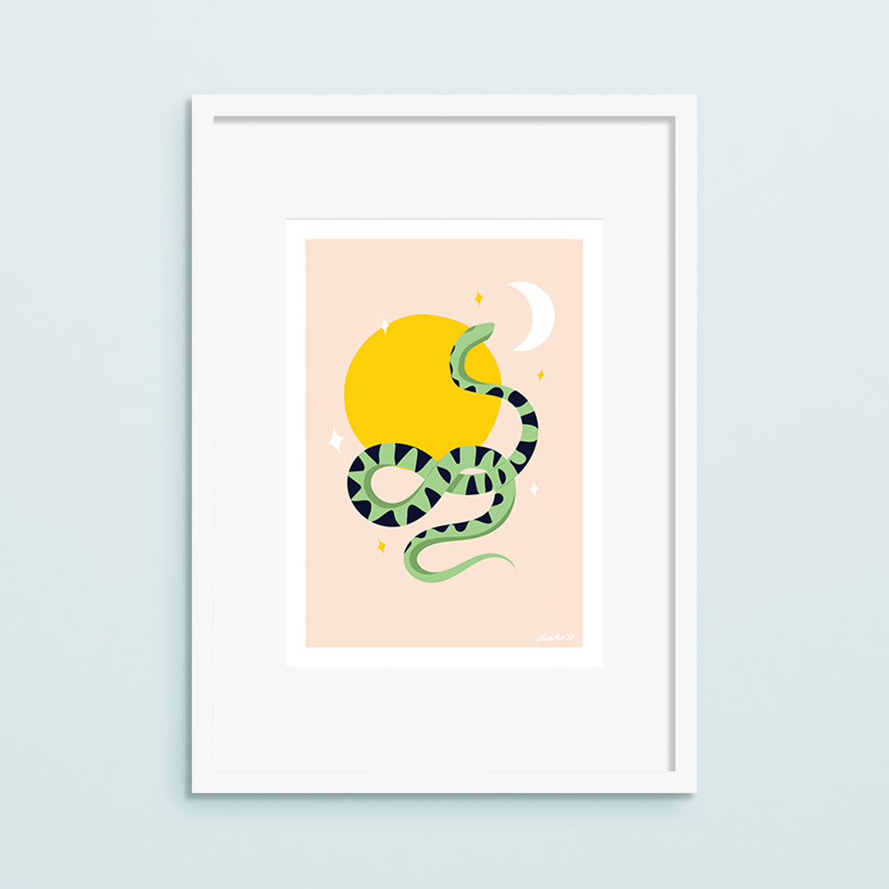 Iko Iko A4 Art Print Solstice Snake Mint