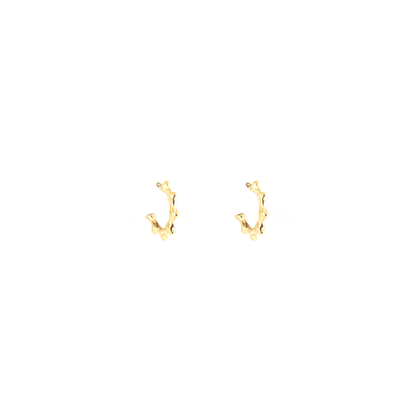 Antler Earrings Small Spike Hoops Gold