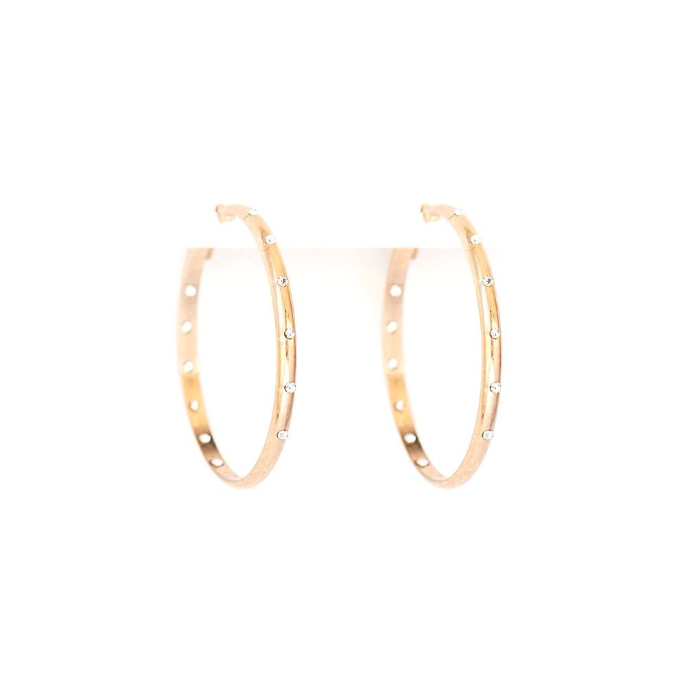 Antler Earrings Diamante Hoops Gold