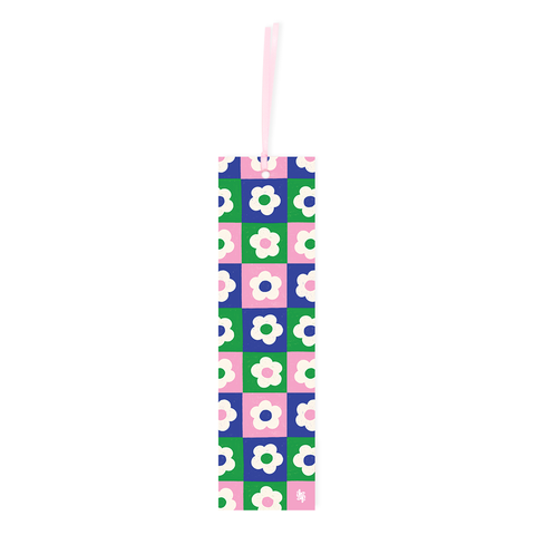 Iko Iko Double Sided Bookmark Flower Check Green/Blue/Pink
