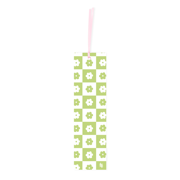 Iko Iko Double Sided Bookmark Flower Check Pink/Lime