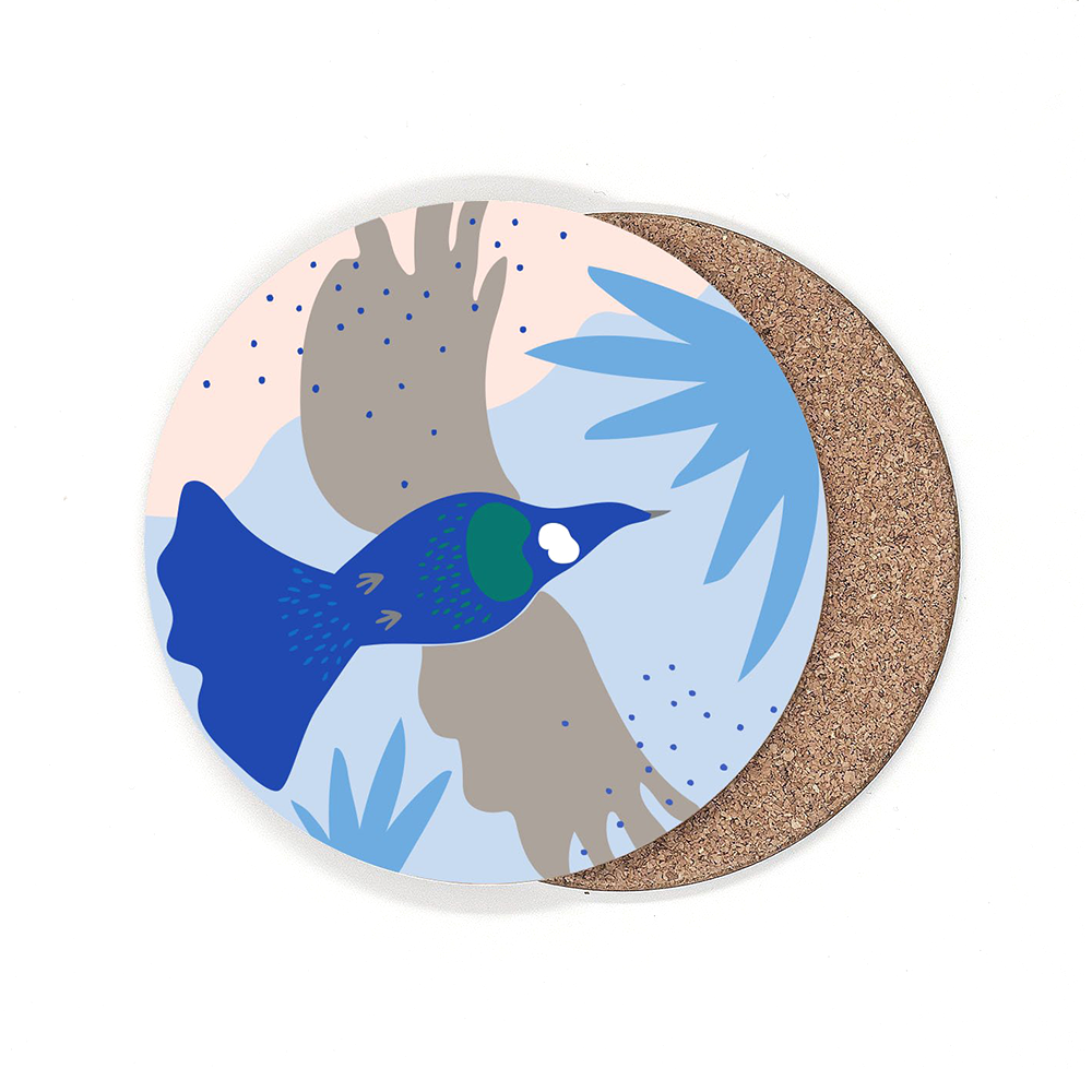 100% NZ Coaster Cut out Tūī