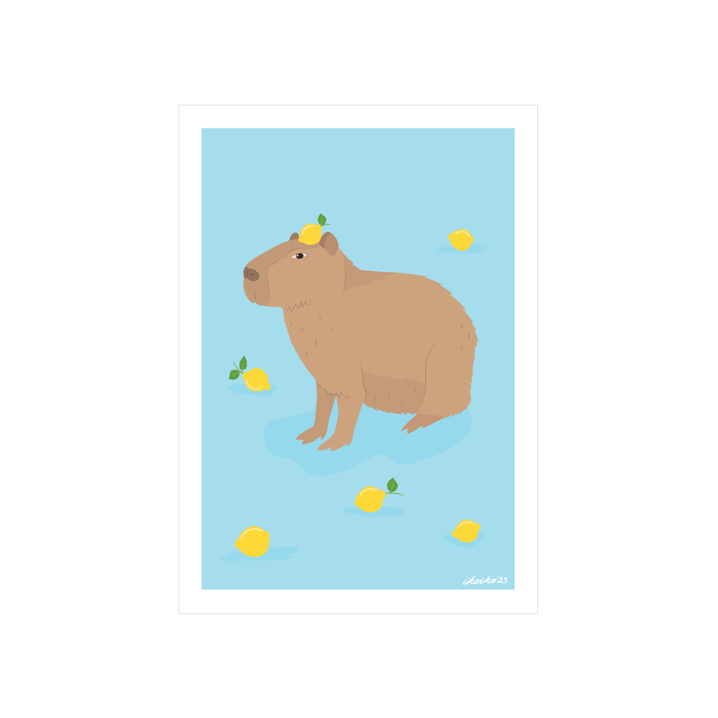 Iko Iko A4 Art Print Zen Lemon Capybara