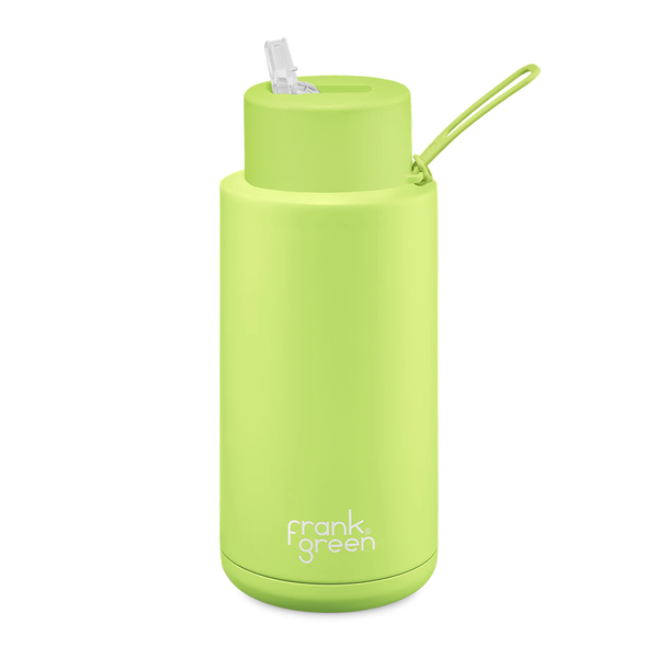 Frank Green Ceramic Reusable Bottle with Straw Lid & Strap 34oz Pistachio Green