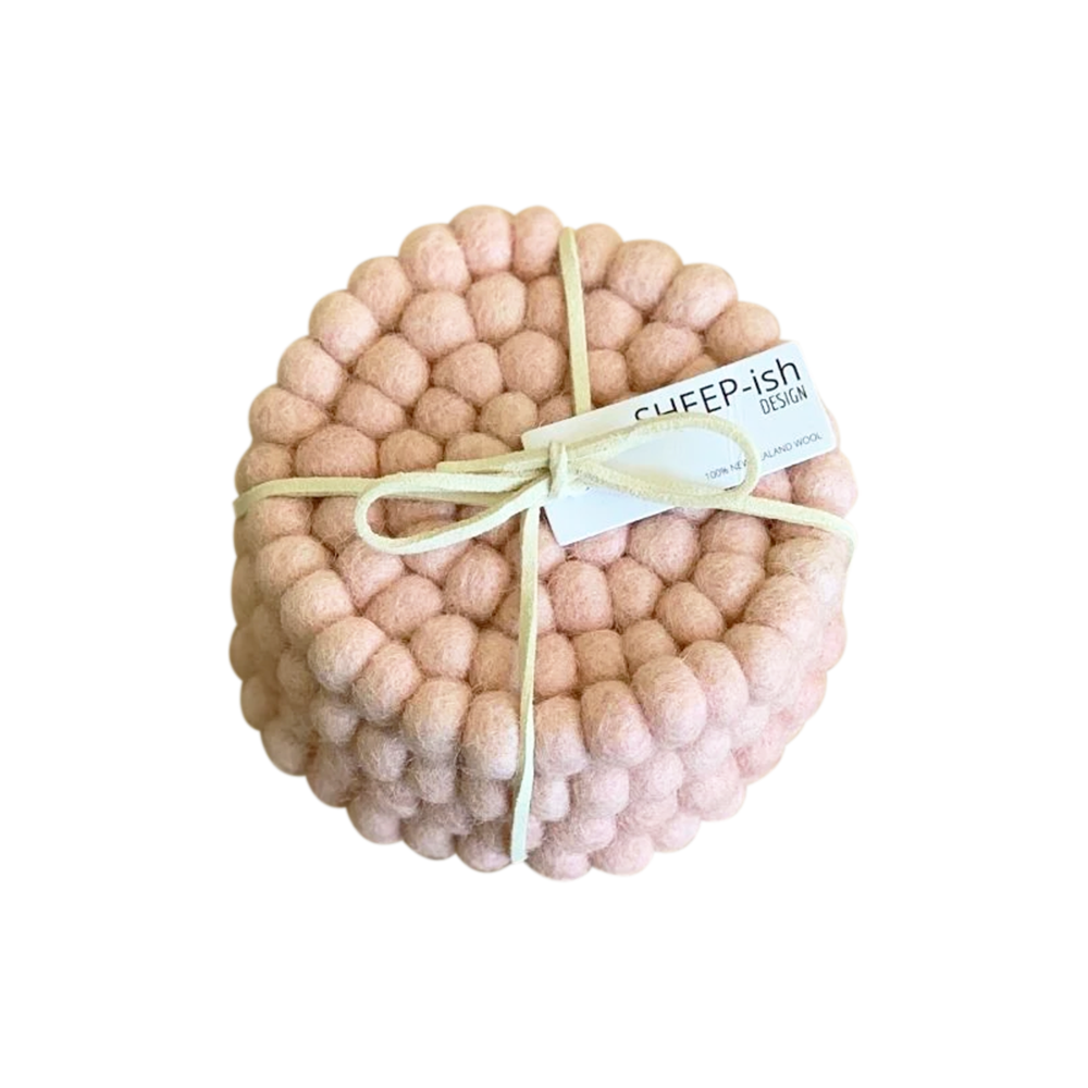 Felt Ball Coasters Set of 4 Blush