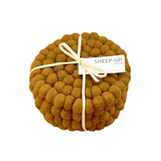 Sheep-ish Felt Ball Coasters Set of 4 Ochre