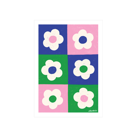 Iko Iko A4 Art Print Textured Flower Check
