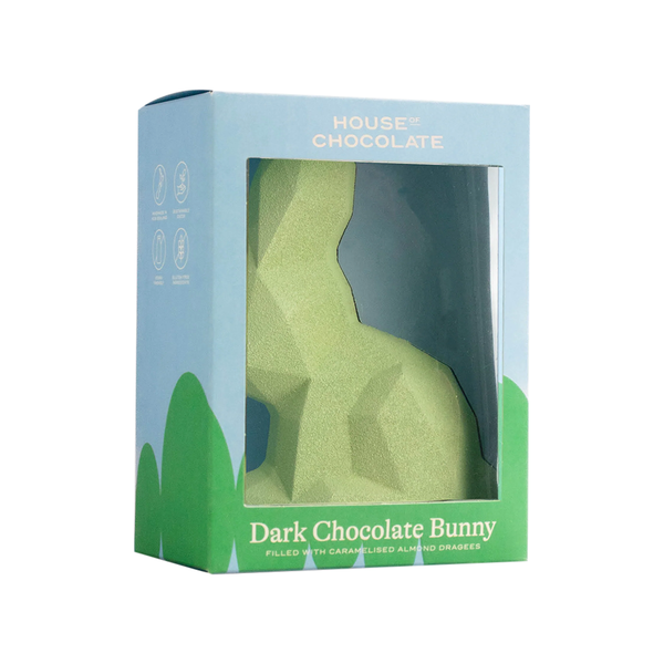 House of Chocolate Dark Chocolate Easter Bunny Filled with Caramelised Almond Dragees