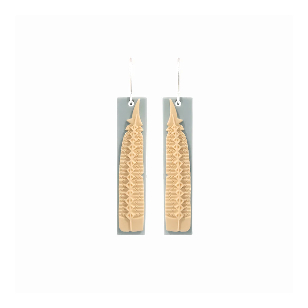 Tania Tupu Earrings Huia Feather Sky