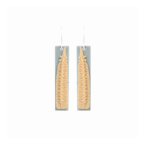 Tania Tupu Earrings Huia Feather Sky