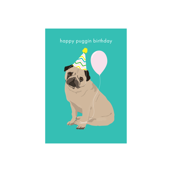 Iko Iko Animal Pun Card Puggin Birthday