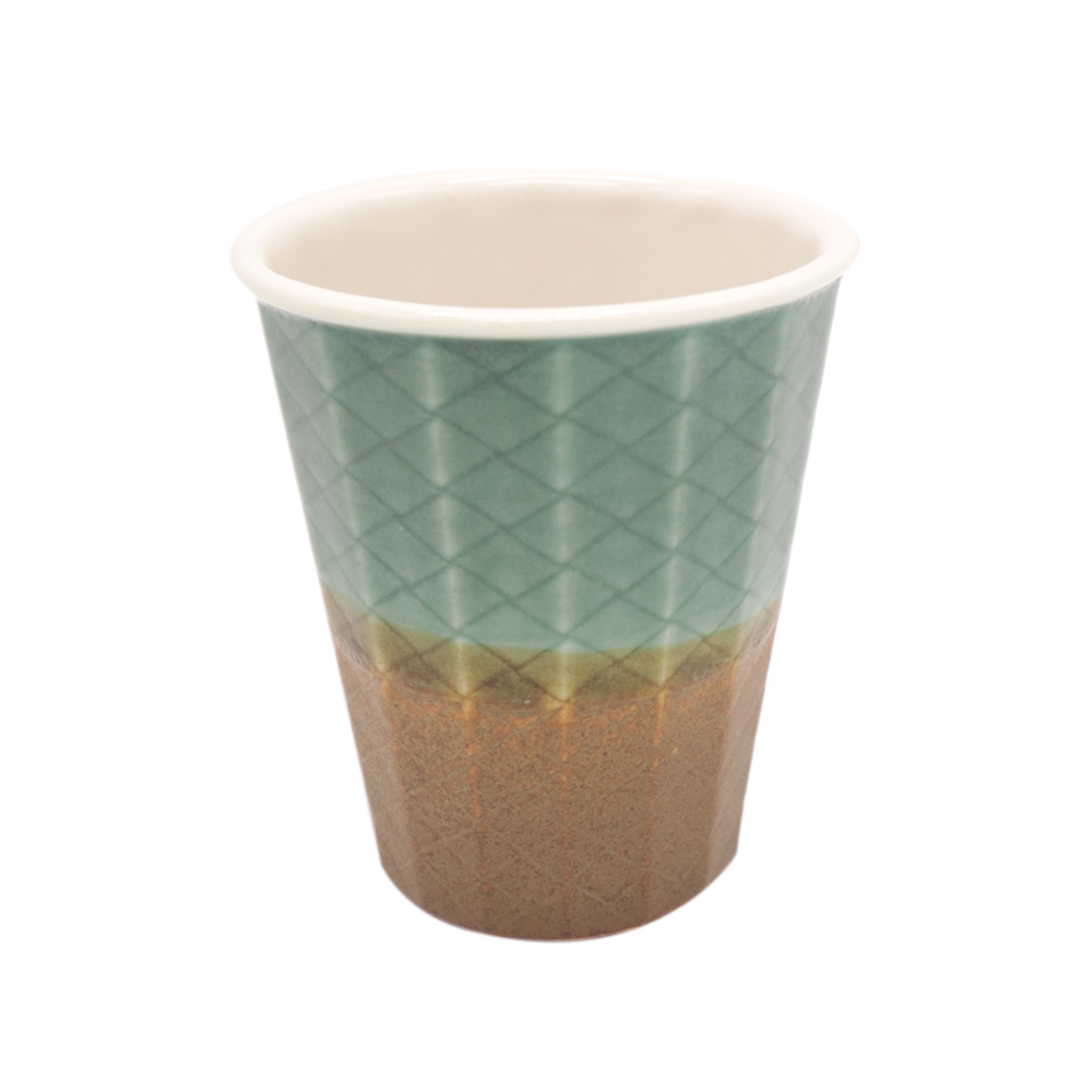 Daniel Jessep Ceramic Tumbler Weave Jade and Copper
