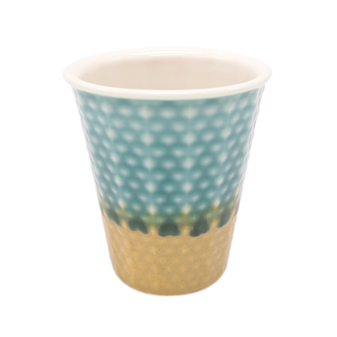 Daniel Jessep Ceramic Tumbler Dimple Gold and Teal