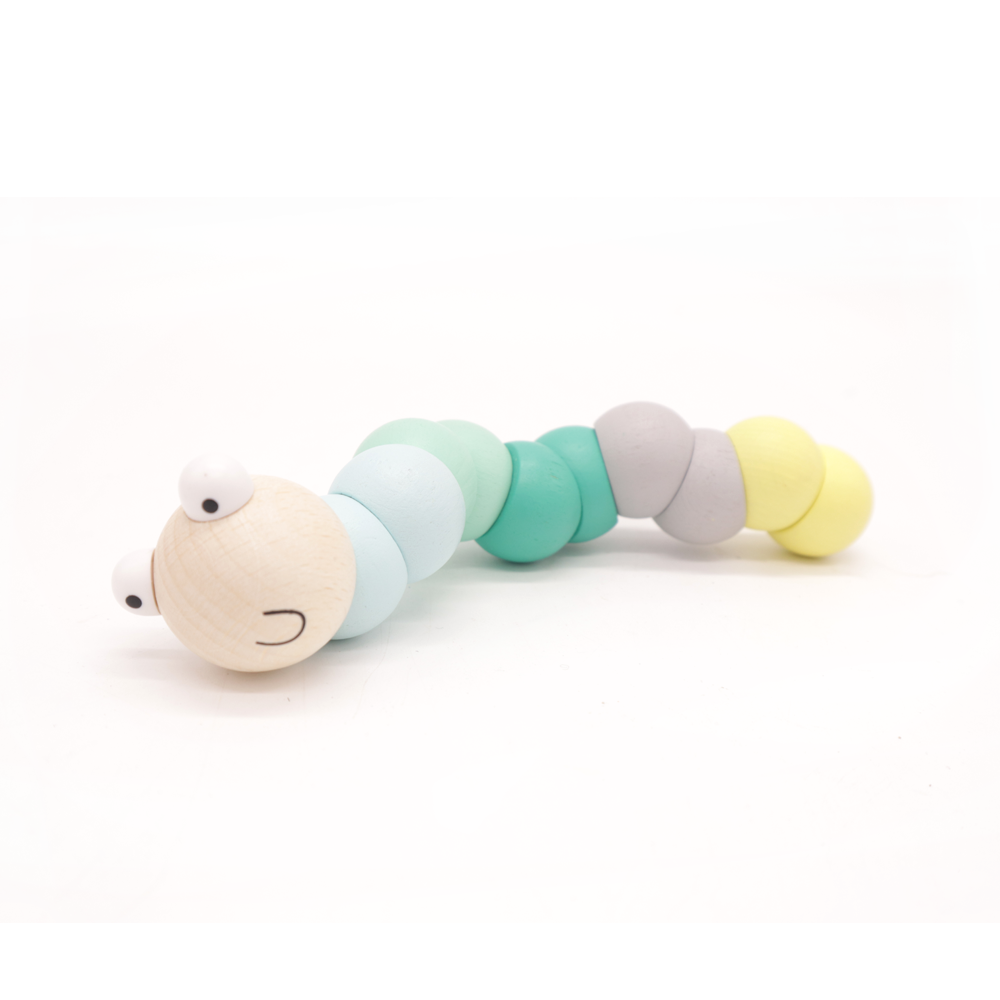 Wooden Wiggly Jointed Worm Pastel