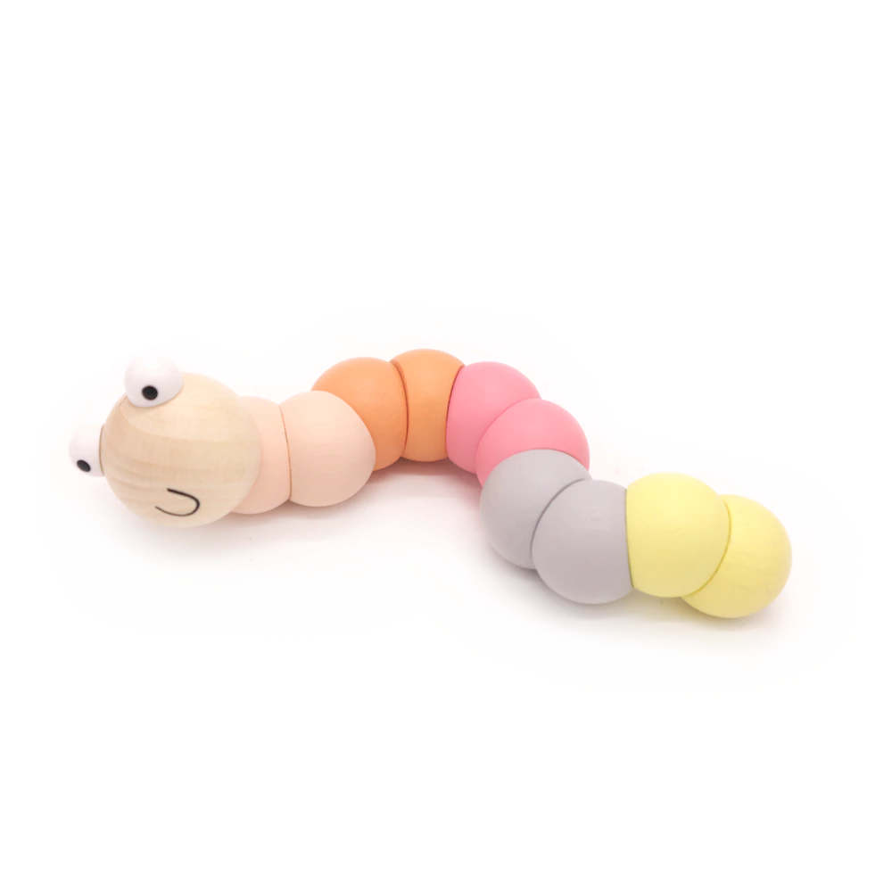Wooden Wiggly Jointed Worm Pastel