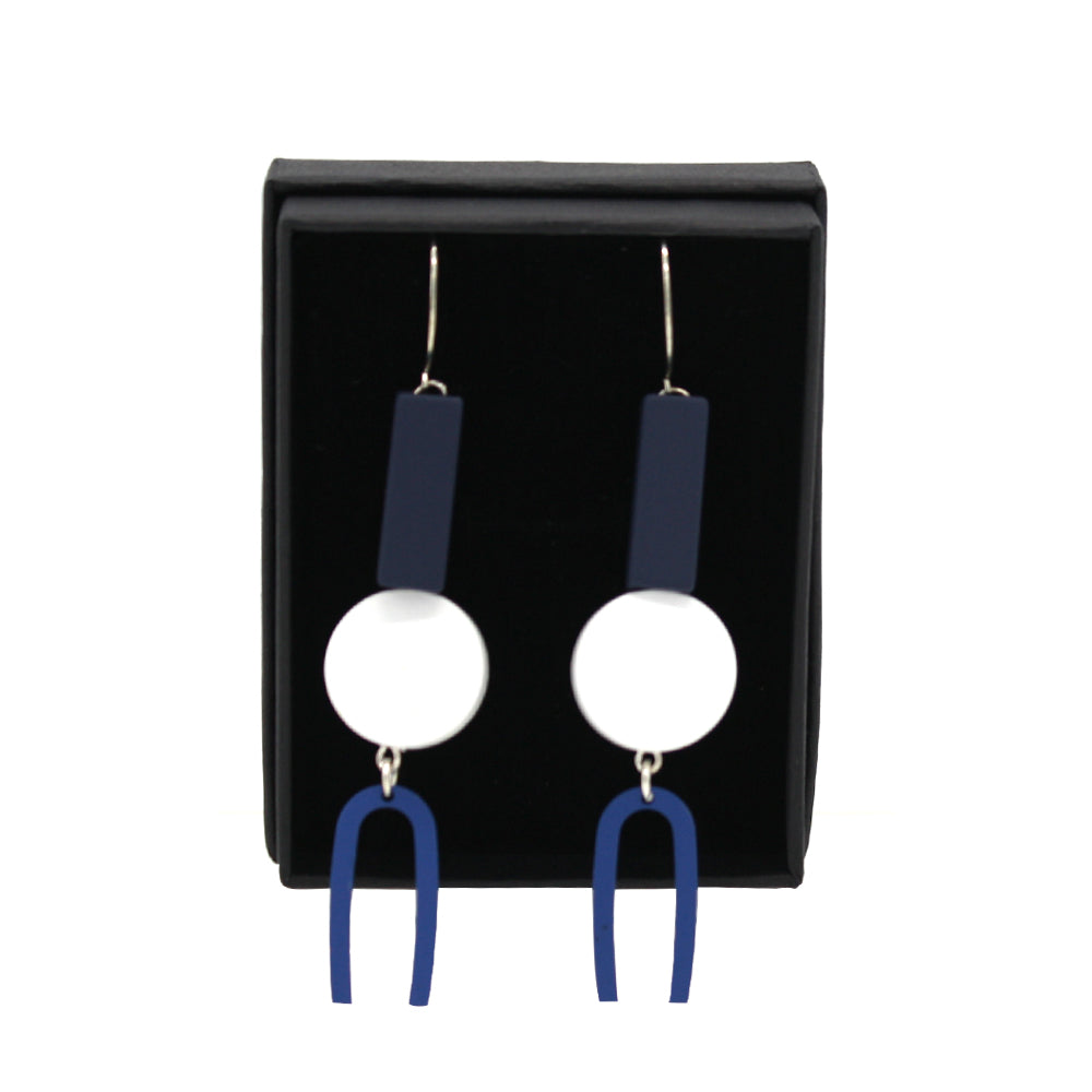 Penny Foggo Earrings U Shapes White and Blue