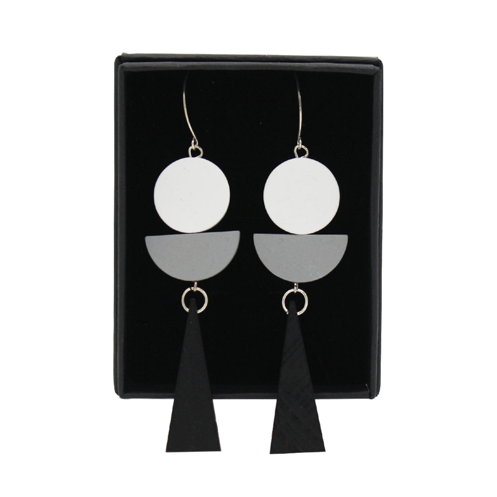 Penny Foggo Earrings Wooden Triangle Shapes Black