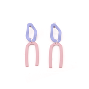 Penny Foggo Earrings Blob Spots and U Shapes Blue and Pink