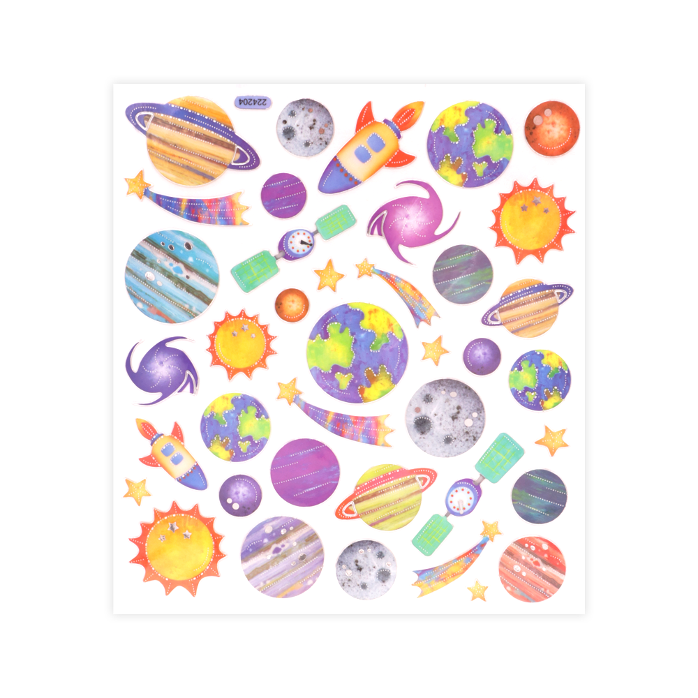 Silver Lined Planets Stickers