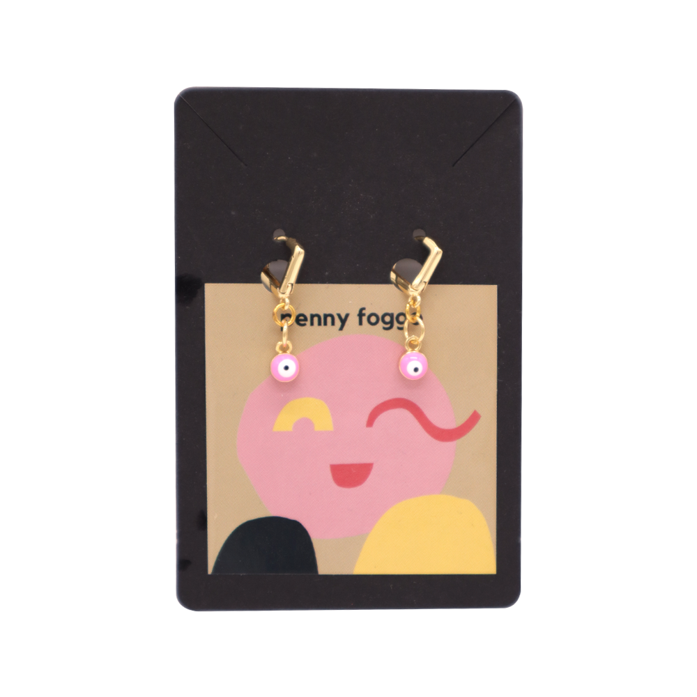 Penny Foggo Earrings V Huggies Enamel Circle Pink Gold D/C