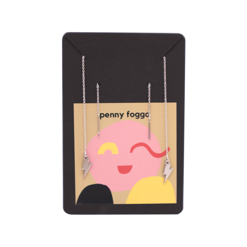 Penny Foggo Earrings Threads Lightning Bolt Silver