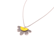 Penny Foggo Necklace Half Flower Yellow Enamel Silver