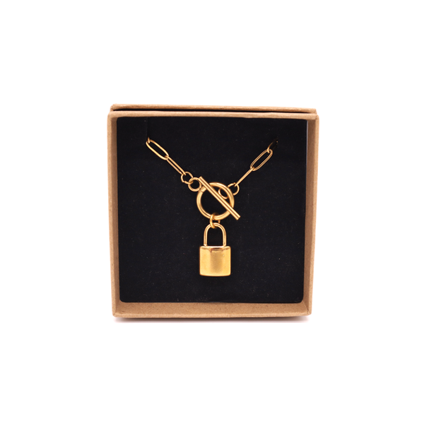 Penny Foggo Necklace Paperclip Chain with Toggle and Lock Gold