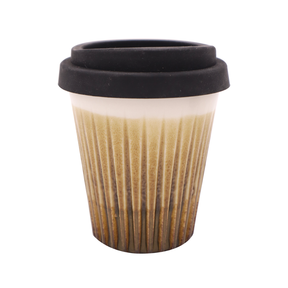 Daniel Jessep Ceramic Tumbler Fluted White and Copper