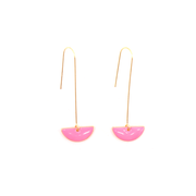 Penny Foggo Earrings Enamel Semicircle Drops Hot Pink