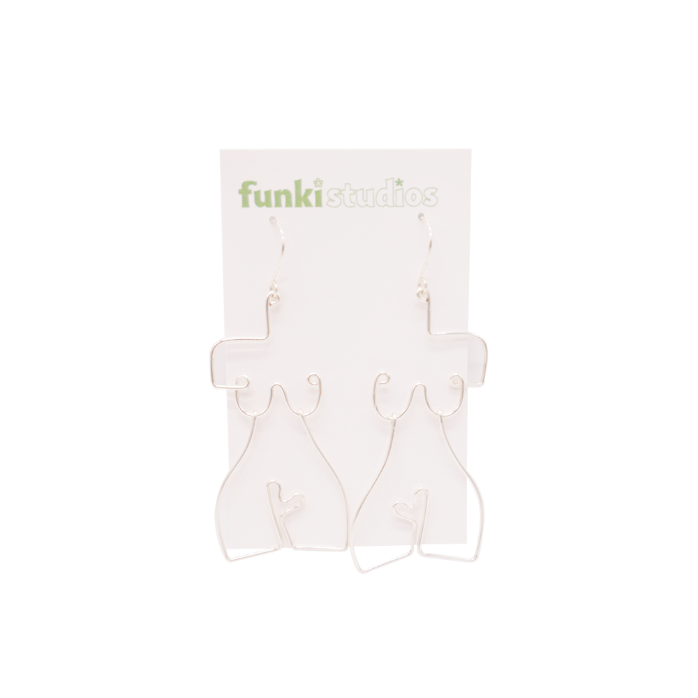 Funki Studios Earrings Wahine Toa Silver
