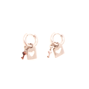 Penny Foggo Earrings Double Huggies Heart Lock Key Silver
