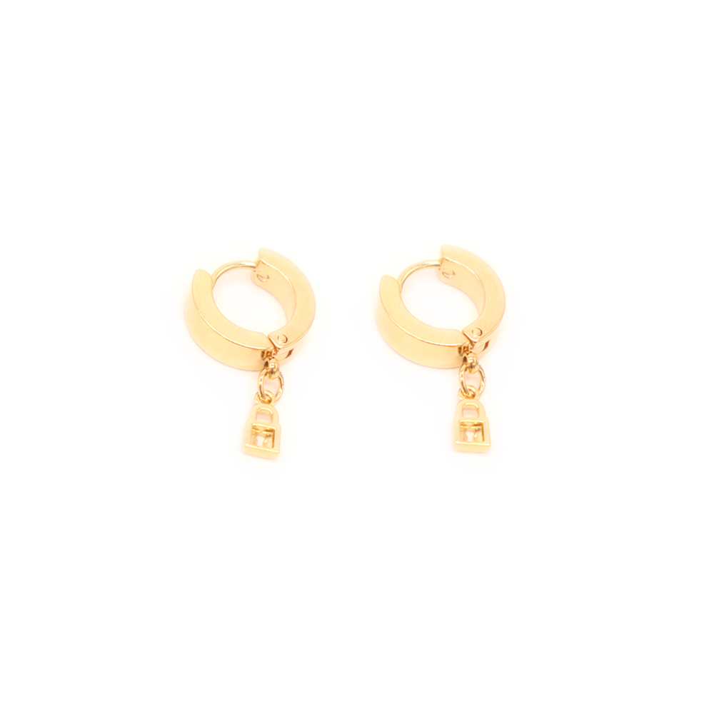Penny Foggo Earrings Huggies Tiny Lock Gold