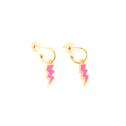 Penny Foggo Earrings Half Hoops Lightning Bolt Pink