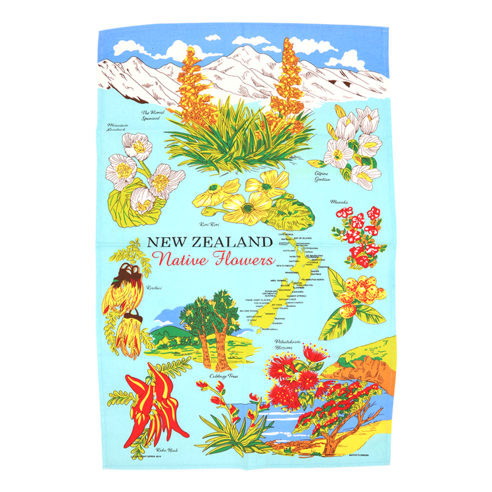 Native Flowers Tea Towel