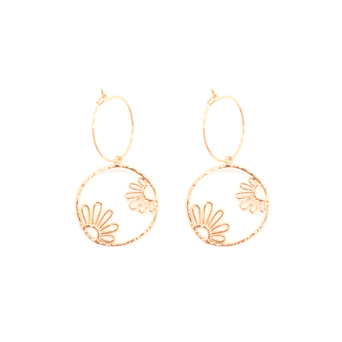 Penny Foggo Earrings Circle of Flowers Gold