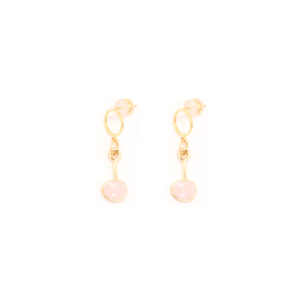 Penny Foggo Earrings Circle Drops Pink Gold